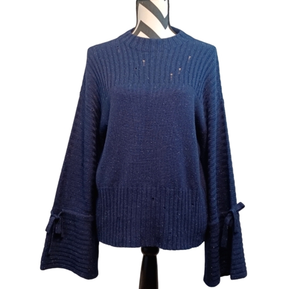 DH New York Distressed Silk Cashmere Knit Bell Sleeve Jumper Sweater - Picture 3 of 14